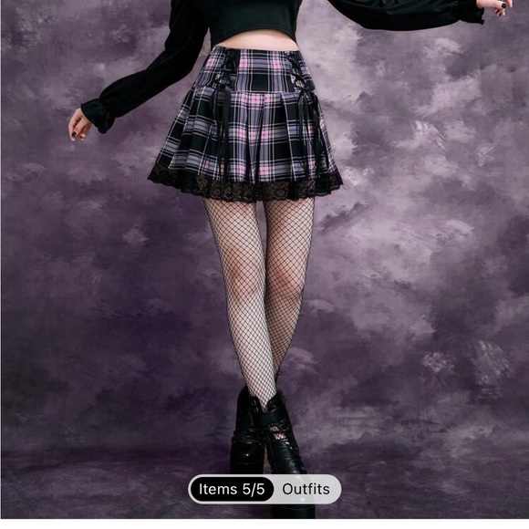 Pink plaid miniskirt - Picture 4 of 4